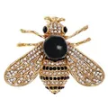 Broche abeille dorée exquise ornée de cristaux scintillants et d'une perle noire élégante - Style 4 (Base Dorée + Perle Noire)