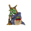 Exquisite Halloween evil witch brooch embellished with sparkling colorful rhinestones - Evil Witch / Blue