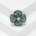Elegant vintage Bohemian style floral brooch with turquoise beads and blue faux pearl - Sky Blue Four-Petal Flower Style (Style 7)