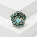 Vintage Bohemian rose brooch with turquoise beads and blue pearl finish - Sky Blue Rose Style (Style 11)