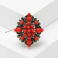 Vintage Bohemian red bead cross brooch in antique gold finish for elegant suits - Red Cross Style (Style 20)
