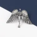 Vista detallada de un broche de ángel de aleación con brillantes diamantes de imitación. - Negro de Fusil