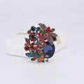 Spilla di lusso in cristallo arcobaleno a goccia con strass multicolori per abiti da festa - Stile Goccia d'Acqua Blu Reale (B011)