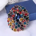 Lussuosa spilla ovale in cristallo arcobaleno con grande pietra centrale blu per signora - Stile Ovale Blu Arcobaleno (B015)