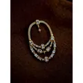 Vintage Mediterranean style gold hollow brooch featuring elegant crystal tassels and stars - Brooch