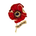 Broche de amapola roja vintage con diamantes de imitación y grabado Lest We Forget - Dorado