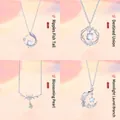Zilveren hanger ketting collectie met visstaart, parel en bloem ontwerpen - 4-delige set / 4 stuks/pak (Eenvoudige Verpakking) / Zilver
