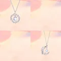 Prachtige zilverkleurige hangerketting met gloeiende maansteen in bloem- en maanmotieven - 2-delige Set 5 (Ginkgo + Maanlicht) / 2 stuks/pak (Eenvoudige Verpakking) / Zilver