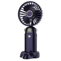 Tragbarer Handventilator mit LED-Digitalanzeige in elegantem mattem Violett - Blau
