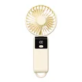 Portable handheld mini fan with digital battery display and hanging hook in cream finish - GS-12 Style (Beige)