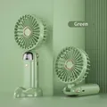 Portable foldable handheld mini fan in apple green color with digital display - DS-18 Foldable Style (Green)