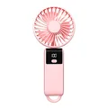 Portable USB rechargeable handheld mini fan in pink with digital LED display screen - GS-12 Style (Pink)