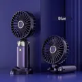 Portable folding handheld fan with digital display in deep sea blue finish - DS-18 Foldable Style (Blue)