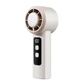 Portable handheld mini fan with 100-speed digital display in white and gold finish - GS-15 High Speed Style (Beige)
