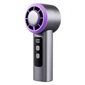 Portable handheld mini fan with 100-speed digital display in purple and silver finish - GS-15 High Speed Style (Gray)