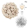 50-set DIY wooden heart chips and metal rings for crafts with 3cm dimensions - Heart (50 Pieces) / 3x3cm