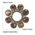 Blumenkranz-Brosche mit bunten Strasssteinen, 3,8 cm Durchmesser, 16,4 g Gewicht Detailansicht - Warmer Ton (P9-6-6710) / Champagner Gold Gemischt