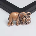 Vintage bronzen 3D-olifantenfamilie broche van legering voor kledingaccessoires - Olifant Moeder en Kind (Sm10) / Brons