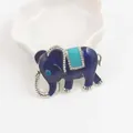 Elegante vintage blauwe emaille olifant broche speld met fonkelende strassteentjes - Emaille Olifant (Sm05) / Blauw
