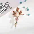 Elegant pink Calla Lily brooch with butterfly detail in gold-plated alloy finish. - Calla Lily Butterfly Style (AL669301365390)