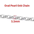 5.5mm silver stainless steel oval link chain for DIY necklace and bracelet crafting - Steel-colored Oval Pearl Necklace 2.2 X 5.5 Mm