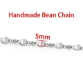 High-quality 5mm stainless steel bean link chain for DIY jewelry making and necklaces - Steel-colored Handmade Bean Chain 5mm