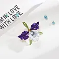 Elegant purple enamel orchid flower brooch pin with white pearl center for women - Purple White Orchid With Artificial Pearl (AL669301365390)