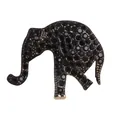 Exquise vintage olifant broche met zwarte strasstenen en antiekgouden metalen finish - Olifantenkop (Sm11) / Zwart