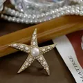 Elegant vintage Baroque style starfish brooch featuring pearls and sparkly rhinestones - Baroque Rhinestone Starfish (SMT1005004046954097)