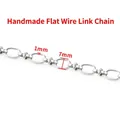 Handmade 7mm silver stainless steel flat wire link chain for DIY jewelry accessories - Steel-colored Flat Oval Clip Chain 7mm