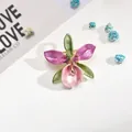 Elegant purple and pink orchid enamel brooch accessory for women's fashion dresses - Pink Purple Orchid (AL669301365390)
