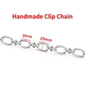 Silver stainless steel DIY jewelry chain with 2mm and 10mm link dimensions - Steel-colored Hand-operated Clip Chain 2x10mm