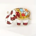 Prachtige vintage kleurrijke emaille olifant broche met sprankelende strassteentjes - Wit Emaille Geschilderde Olifant (17) / Wit
