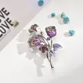 Purple tulip flower brooch with purple crystal accents for elegant fashion styling. - Purple Tulip Enamel Style (AL669301365390)