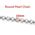 High-quality 10mm stainless steel Rolo chain links for DIY jewelry making crafts - Steel-colored Round Pearl Necklace 10mm