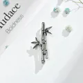 Elegant antique silver finish alloy bamboo joint brooch pin with delicate leaf details - Vintage Silver Bamboo (AL669301365390)