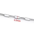 Close-up of 5.5mm wide silver stainless steel rectangular link chain for DIY jewelry making - Steel-colored Square Wide Chain 5.5mm