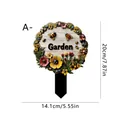 Decorative flower and bee garden stake sign with 20cm height and English 'Garden' text. - Style A (35081A) / 14.1cmx20cm
