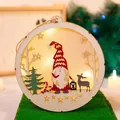 Ornamento luce notturna gnome di Natale in legno con calda luce LED decorativa - Tondo Babbo Natale