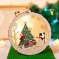 Luce notturna natalizia circolare in legno con Babbo Natale e pupazzo di neve, calda. - Pupazzo di Neve Rotondo