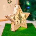Luce notturna natalizia a forma di stella in legno con caldo bagliore LED e decori - Stile Stella Renna