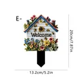 Decorative garden house stake with sunflower and welcome sign, 7.87 inch height - Style E (35081E)