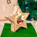 Luce notturna a LED natalizia in legno a forma di stella con design festivo del camion rosso - Stile Albero di Natale con Stella