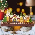 Luce notturna villaggio di Natale in legno fatta a mano con scena di neve e LED - Cortile Natale