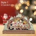 Stile 1 decorazione festiva arco villaggio di Natale in legno con luci, 21,3x4,8x13,3cm - Ornamento Natale 1