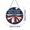 30cm round patriotic welcome door sign featuring American flag daisy flower design - 30cm Size / SCM646-Star Stripe Daisy
