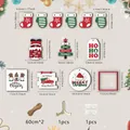 Detailed wooden Christmas ornament set showing dimensions for festive home table decor - 13-Piece Set / SCM1635 (13 Pieces)
