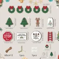 Comprehensive wooden Christmas ornament set with size measurements and festive components - 13-Piece Set / SCM1656 (13 Pieces)