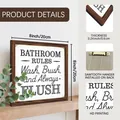 Panneau de règles de salle de bain en bois 8x8 pouces avec attache en dents de scie - Règles de Salle de Bain (SCM872) / 20x20cm