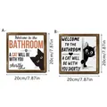 Houten badkamerborden met kattenprint inclusief maataanduidingen in inch formaat - Kattenserie Dubbelpak (SCM1826)